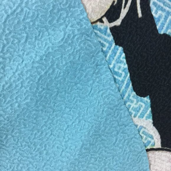 CITRON Textured Blue Multi-Color Patchwork Print 100% Silk Long Sleeve Shirt - Picture 10 of 10